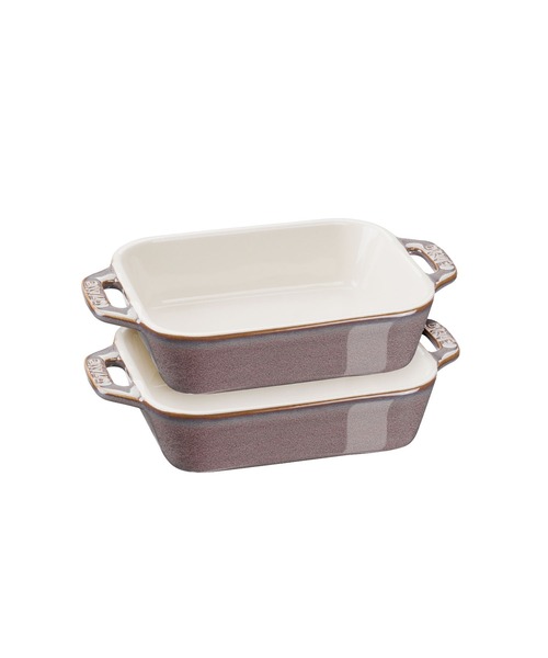 STAUB（ストウブ）の「レクタンギュラーディッシュ 2点セット（食器・レディース・グレー/アイボリー/チェリーレッド・FREE）」の2枚目の写真