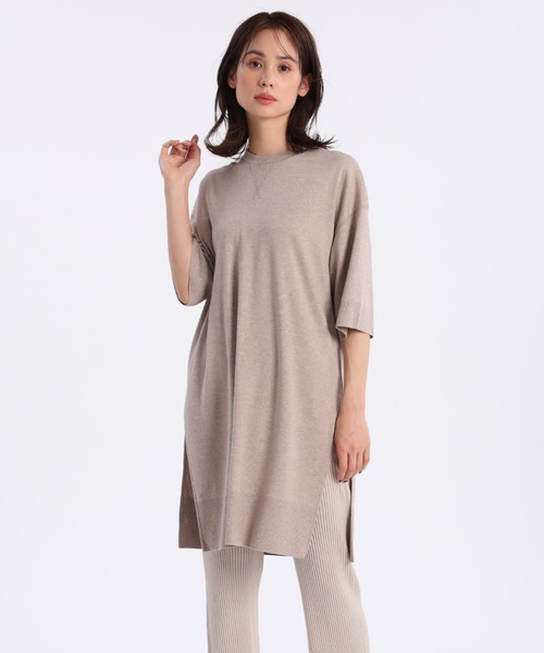 YVON(イヴォン)の「《YVON》ORGANIC COTTONチュニックニットソー(Tシャツ/カットソー・レディース・グレー/モカ・9号)」の2枚目の写真