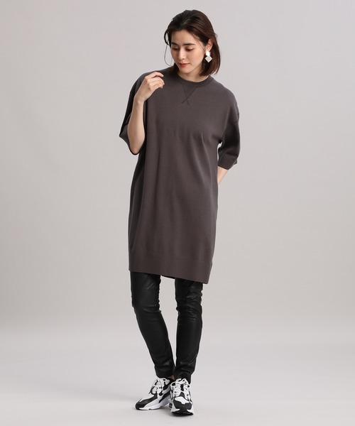 YVON(イヴォン)の「《YVON》ORGANIC COTTONチュニックニットソー(Tシャツ/カットソー・レディース・グレー/モカ・9号)」の5枚目の写真