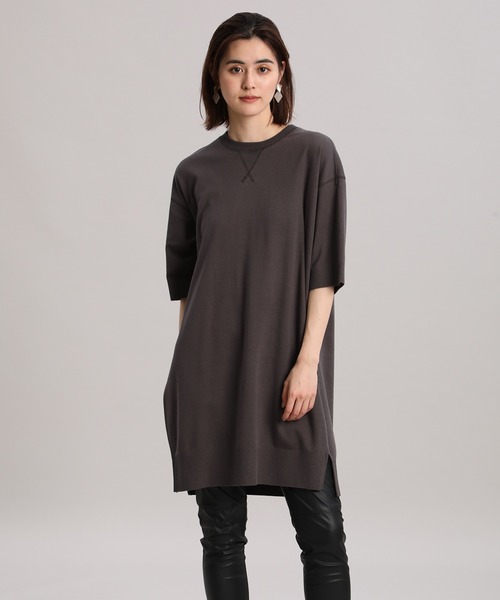 YVON(イヴォン)の「《YVON》ORGANIC COTTONチュニックニットソー(Tシャツ/カットソー・レディース・グレー/モカ・9号)」の8枚目の写真