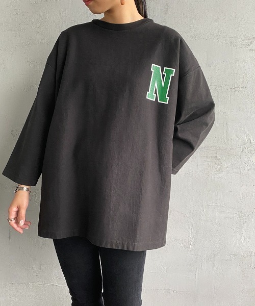 JEANS FACTORY Clothes（ジーンズファクトリークローズ）の「[Jeans Factory Clothes/ジーンズファクトリークローズ] ヘビーウェイト オーバーサイズカレッジロゴTシャツ（Tシャツ/カットソー・レディース・ホワイト/ブラック/グリーン/ネイビー/バーガンディー・M/L）」の22枚目の写真