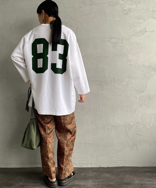 JEANS FACTORY Clothes（ジーンズファクトリークローズ）の「[Jeans Factory Clothes/ジーンズファクトリークローズ] ヘビーウェイト オーバーサイズカレッジロゴTシャツ（Tシャツ/カットソー・レディース・ホワイト/ブラック/グリーン/ネイビー/バーガンディー・M/L）」の13枚目の写真