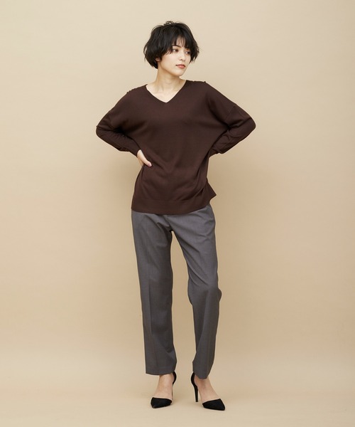 CLEARIMPRESSION (クリアインプレッション)の「TRサキソニーストレートパンツ(その他パンツ・レディース・チャコールグレー/モカ・11号/9号/7号)」の4枚目の写真