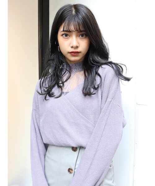 MURUA(ムルーア)の「レースタートルカシュクールニット(ニット/セーター・レディース・ブラック/ブルー/パープル/ベージュ・FREE)」の4枚目の写真