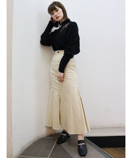 MURUA(ムルーア)の「レースタートルカシュクールニット(ニット/セーター・レディース・ブラック/ブルー/パープル/ベージュ・FREE)」の8枚目の写真