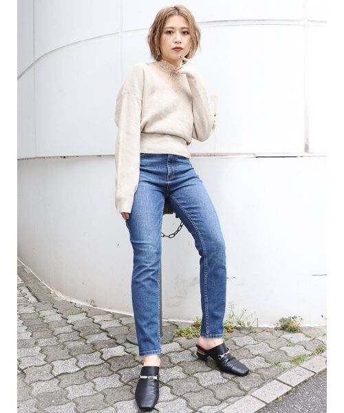 MURUA(ムルーア)の「レースタートルカシュクールニット(ニット/セーター・レディース・ブラック/ブルー/パープル/ベージュ・FREE)」の13枚目の写真