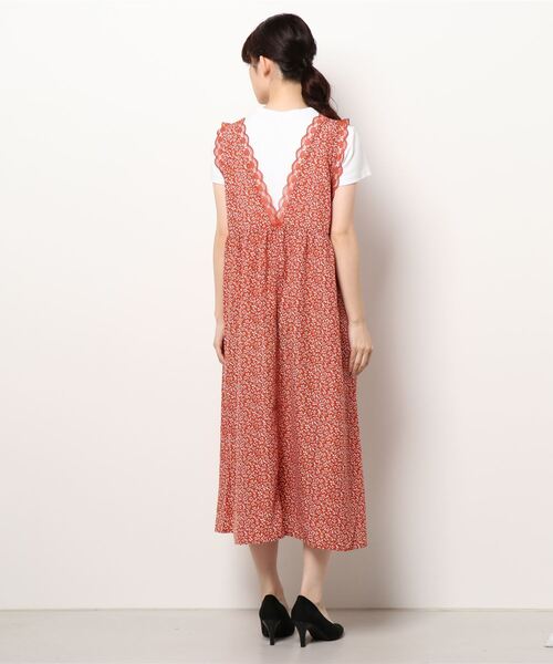 ehka sopo(エヘカソポ)の「小花柄レースVネックワンピース(ワンピース・レディース・ブラック/イエロー/ボルドー・フリ-)」の4枚目の写真