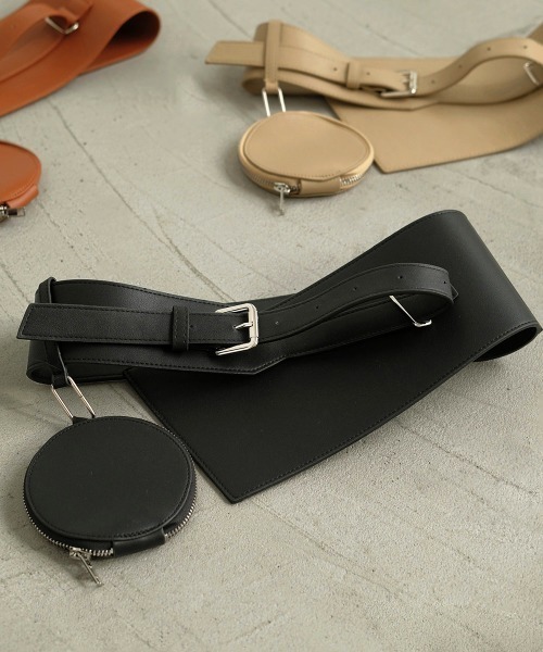 Bab（バブ）の「【WEB限定】ポーチセットウエストマークベルト（ベルト・レディース・ブラック/ベージュ/キャメル・ONESIZE）」の2枚目の写真