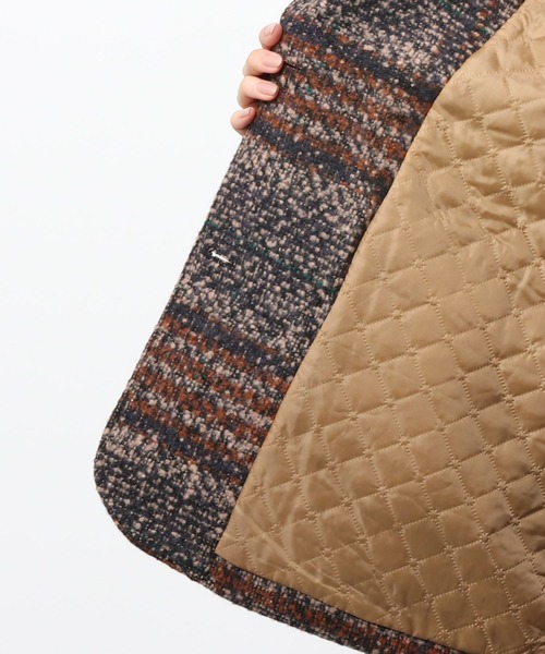 emi+（エミプラス）の「BIGシルエットチェック柄 ショートテーラーコート（ピーコート・レディース・ブラウン/ブルーグリーン/ネイビー・L/M/S）」の10枚目の写真