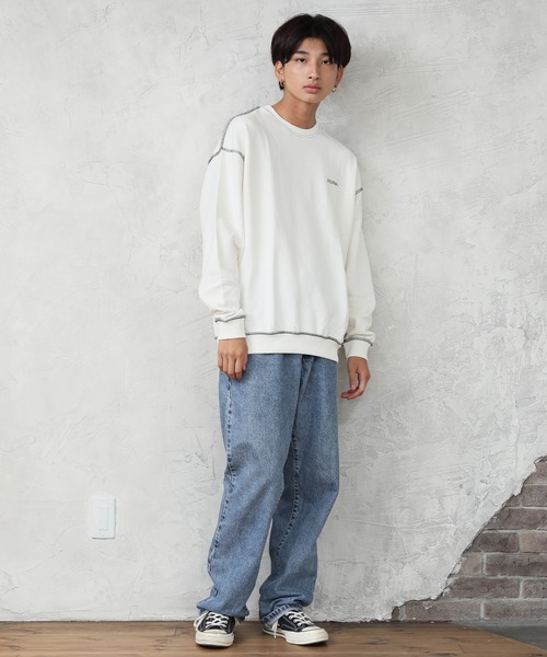 Dickies(ディッキーズ)の「【DICKIES/ディッキーズ】裏毛アウトリンキング ビッグシルエット トレーナー(スウェット・レディース・ラベンダー/ブラック/ホワイト/ブルー・L/M)」の11枚目の写真