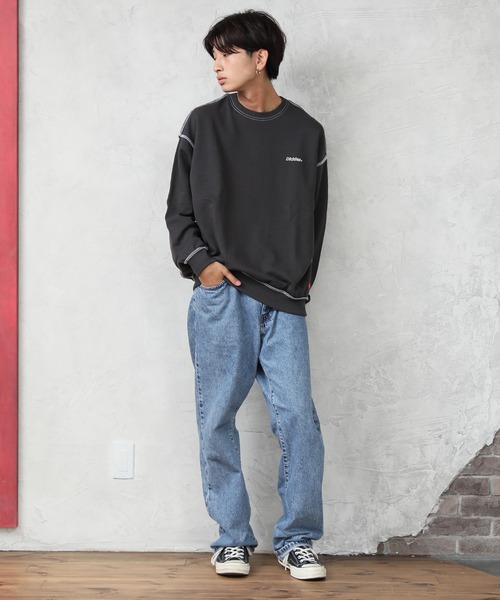 Dickies(ディッキーズ)の「【DICKIES/ディッキーズ】裏毛アウトリンキング ビッグシルエット トレーナー(スウェット・レディース・ラベンダー/ブラック/ホワイト/ブルー・L/M)」の16枚目の写真