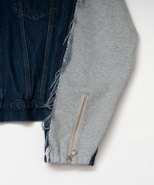 Wizzard（ウィザード）の「Wizzard ウィザード / WASHED DOCKING DENIM BLOUSON ウォッシュドドッキングデニムブルゾン（ブルゾン・メンズ・ホワイト/インディゴブルー/ブラック・3/1/2）」の12枚目の写真