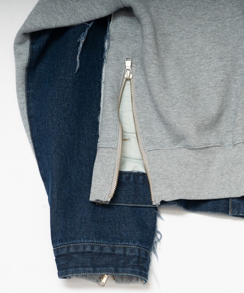 Wizzard（ウィザード）の「Wizzard ウィザード / WASHED DOCKING DENIM BLOUSON ウォッシュドドッキングデニムブルゾン（ブルゾン・メンズ・ホワイト/インディゴブルー/ブラック・3/1/2）」の5枚目の写真