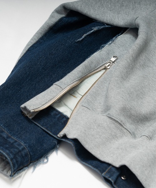 Wizzard（ウィザード）の「Wizzard ウィザード / WASHED DOCKING DENIM BLOUSON ウォッシュドドッキングデニムブルゾン（ブルゾン・メンズ・ホワイト/インディゴブルー/ブラック・3/1/2）」の11枚目の写真