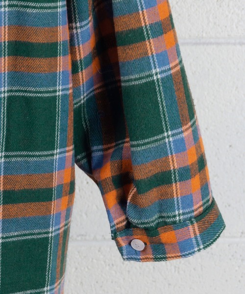 me+em select（ミームセレクト）の「ギャザー切替チェックフランネルシャツワンピース（シャツワンピース・レディース・ピンク/グリーン・FREE）」の7枚目の写真