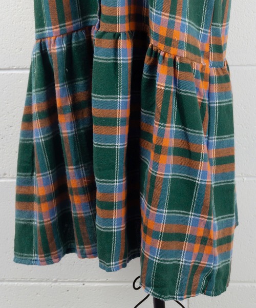 me+em select（ミームセレクト）の「ギャザー切替チェックフランネルシャツワンピース（シャツワンピース・レディース・ピンク/グリーン・FREE）」の13枚目の写真