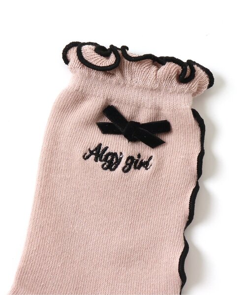algy（アルジー）の「りぼん付きメロークルーソックス（ソックス/靴下・キッズ・ブラック/オフホワイト/ピンク・21/24）」の9枚目の写真