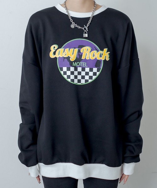 RASVOA(ラスボア)の「Easy Rock配色トレーナー/スウェット(スウェット・レディース・ブラック/オフホワイト・FREE)」の9枚目の写真