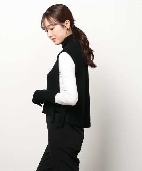 MAISON SPECIAL（メゾンスペシャル）の「グローブセットニットビブ【MAISON SPECIAL/メゾンスペシャル】（ニット/セーター・レディース・ホワイト/ブラック/グレー・FREE）」の5枚目の写真