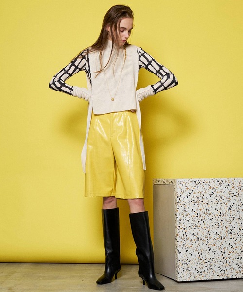 MAISON SPECIAL（メゾンスペシャル）の「グローブセットニットビブ【MAISON SPECIAL/メゾンスペシャル】（ニット/セーター・レディース・ホワイト/ブラック/グレー・FREE）」の7枚目の写真