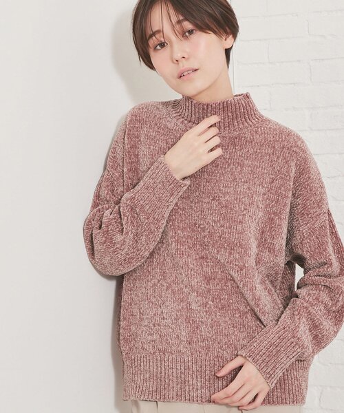 DRESKIP（ドレスキップ）の「◆ベロアモールハイネックニット（ニット/セーター・レディース・オフホワイト/ダークグレー/ナチュラル/ピンク系・02/03/04）」の4枚目の写真