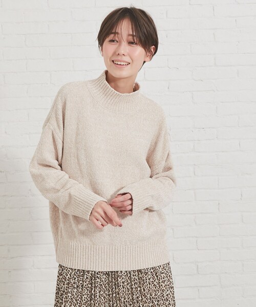 DRESKIP（ドレスキップ）の「◆ベロアモールハイネックニット（ニット/セーター・レディース・オフホワイト/ダークグレー/ナチュラル/ピンク系・02/03/04）」の9枚目の写真