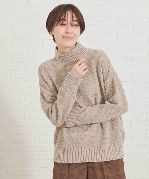 DRESKIP（ドレスキップ）の「◆ベロアモールハイネックニット（ニット/セーター・レディース・オフホワイト/ダークグレー/ナチュラル/ピンク系・02/03/04）」の7枚目の写真