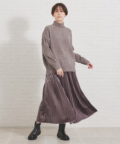 DRESKIP（ドレスキップ）の「◆ベロアモールハイネックニット（ニット/セーター・レディース・オフホワイト/ダークグレー/ナチュラル/ピンク系・02/03/04）」の8枚目の写真