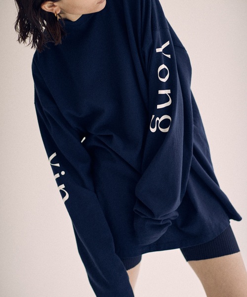 SEA（シー）の「GRAPHIC L/S TEE (YIN YONG)（Tシャツ/カットソー・レディース・ホワイト/ネイビー系/イエロー・1/2/3）」の3枚目の写真