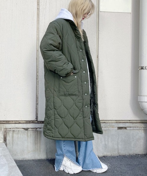 Figments（フィグメンツ）の「キルティングコート（ダウンジャケット/コート・レディース・ブラック/カーキ・FREE）」の2枚目の写真