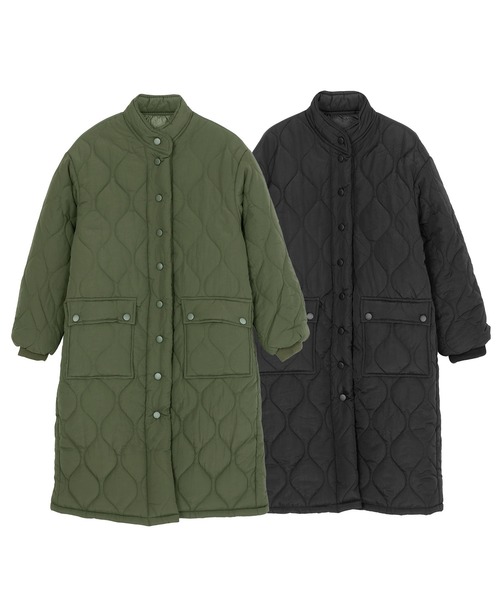 Figments（フィグメンツ）の「キルティングコート（ダウンジャケット/コート・レディース・ブラック/カーキ・FREE）」の3枚目の写真