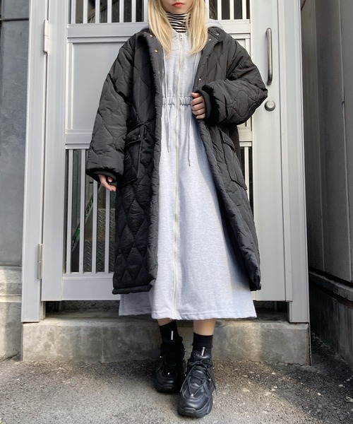 Figments（フィグメンツ）の「キルティングコート（ダウンジャケット/コート・レディース・ブラック/カーキ・FREE）」の11枚目の写真