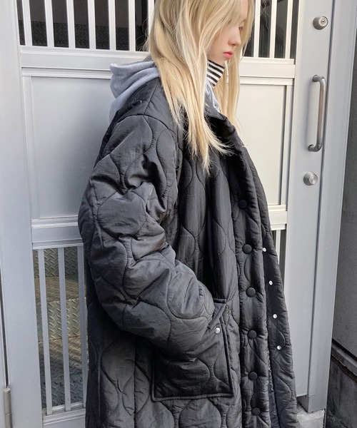 Figments（フィグメンツ）の「キルティングコート（ダウンジャケット/コート・レディース・ブラック/カーキ・FREE）」の13枚目の写真