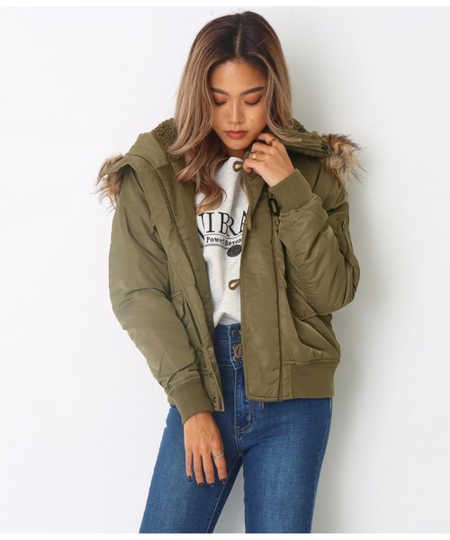 ANAP（アナップ）の「N2Bジャケット（ミリタリージャケット・レディース・ブラック/ベージュ/カーキ/ライトブラウン・M/L）」の10枚目の写真