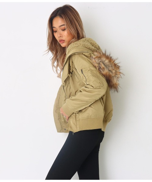 ANAP（アナップ）の「N2Bジャケット（ミリタリージャケット・レディース・ブラック/ベージュ/カーキ/ライトブラウン・M/L）」の12枚目の写真