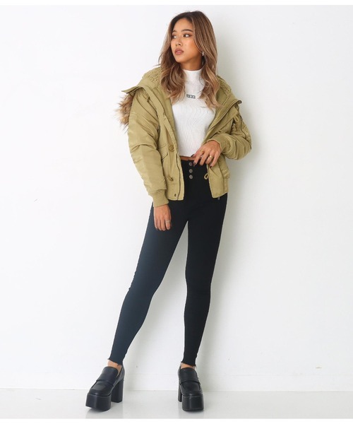 ANAP（アナップ）の「N2Bジャケット（ミリタリージャケット・レディース・ブラック/ベージュ/カーキ/ライトブラウン・M/L）」の14枚目の写真