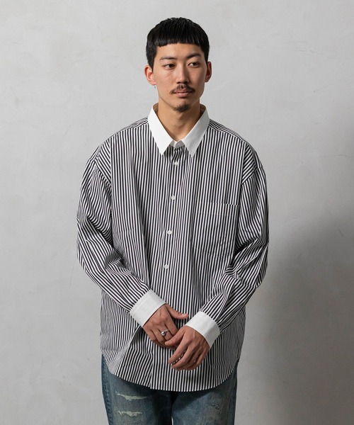 神アイテム★美品★トーマスメイソン　ストライプオーバーサイズシャツ　1.6万　M セール 20%OFF】【THOMAS MASON/トーマス・メイソン】ストライプ