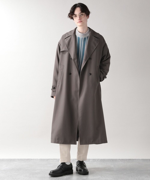 RAGEBLUE(レイジブルー)の「PEツイル/ロングトレンチコート/260524(トレンチコート・メンズ・ライトブルー/ダークグレー/ベージュ・MEDIUM/LARGE)」の14枚目の写真