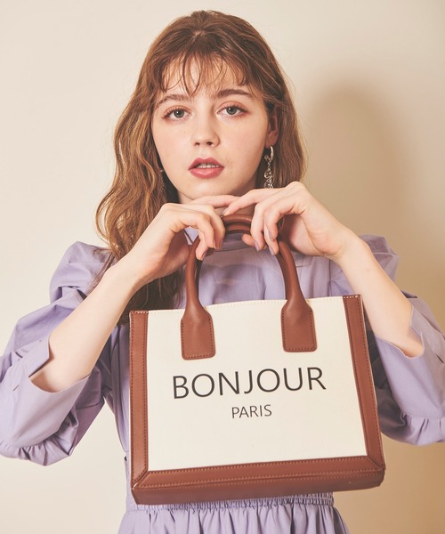 31 Sons de mode（トランテアン　ソン　ドゥ　モード）の「ロゴ入りトートバッグ（トートバッグ・レディース・オフホワイト/インディゴブルー・FREE）」の2枚目の写真