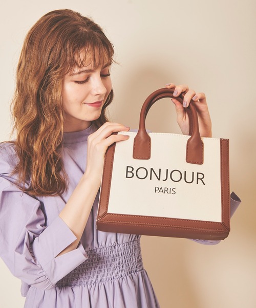 31 Sons de mode（トランテアン　ソン　ドゥ　モード）の「ロゴ入りトートバッグ（トートバッグ・レディース・オフホワイト/インディゴブルー・FREE）」の18枚目の写真