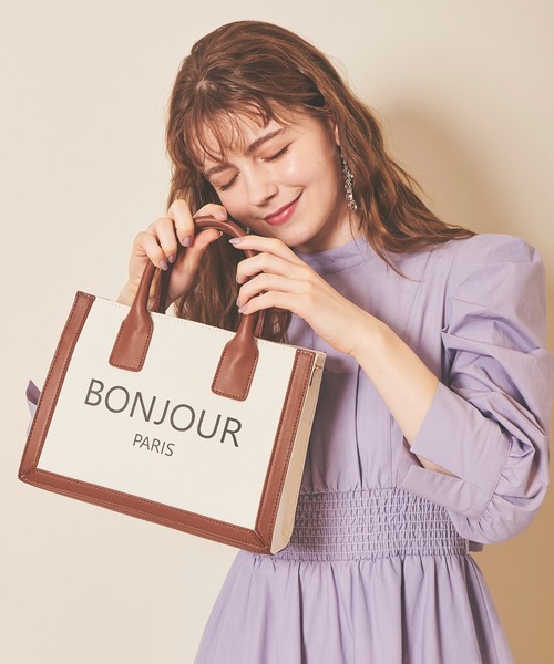 31 Sons de mode（トランテアン　ソン　ドゥ　モード）の「ロゴ入りトートバッグ（トートバッグ・レディース・オフホワイト/インディゴブルー・FREE）」の22枚目の写真