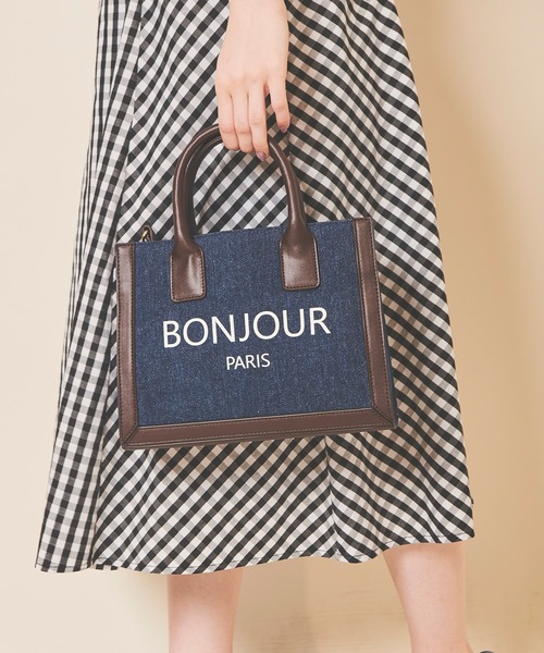 31 Sons de mode（トランテアン　ソン　ドゥ　モード）の「ロゴ入りトートバッグ（トートバッグ・レディース・オフホワイト/インディゴブルー・FREE）」の7枚目の写真