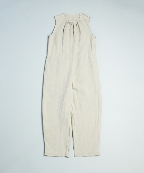 note et silence （ノートエシロンス）の「【 AMB100貨 】 トリプルワッシャーリネンオールインワン（つなぎ/オールインワン・レディース・ブラック/キナリ・FREE）」の4枚目の写真