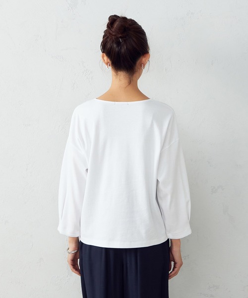 COMME CA ISM(コムサイズム)の「キーネックカットソー(Tシャツ/カットソー・レディース・ホワイト/ブラック・MEDIUM/LARGE)」の5枚目の写真