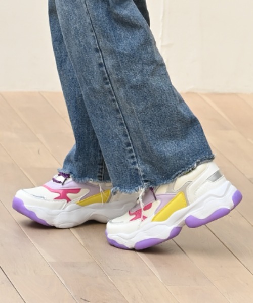 Zipper（ジッパー）の「【Zipper】<2022SS>韓国風 ボリュームソールスニーカー（スニーカー・レディース・ホワイト/ピンク/ブラック・M/S/L/LL）」の3枚目の写真