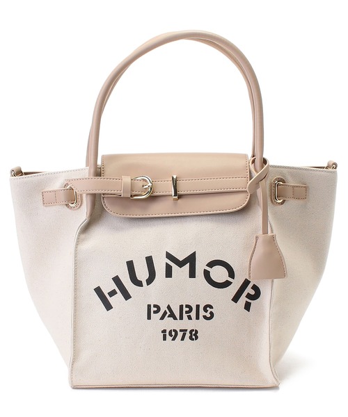 Via Demizon(ビアデミゾン)の「ロゴプリントの2WAYトートバッグ(トートバッグ・レディース・ベージュ/グレー/ブラック/キャメル・フリー)」の3枚目の写真