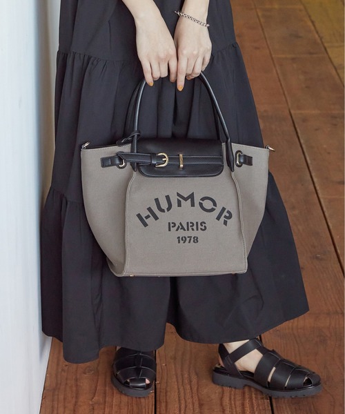 Via Demizon(ビアデミゾン)の「ロゴプリントの2WAYトートバッグ(トートバッグ・レディース・ベージュ/グレー/ブラック/キャメル・フリー)」の2枚目の写真