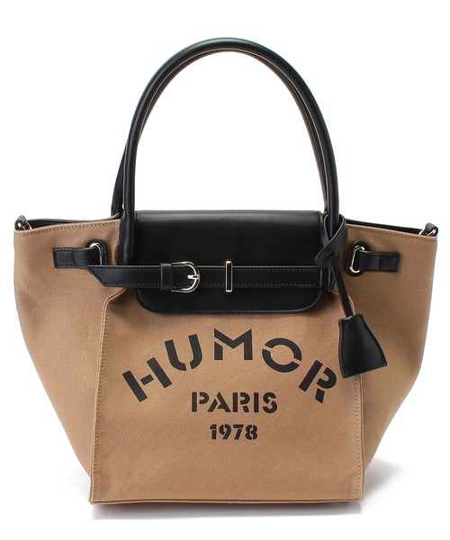 Via Demizon(ビアデミゾン)の「ロゴプリントの2WAYトートバッグ(トートバッグ・レディース・ベージュ/グレー/ブラック/キャメル・フリー)」の1枚目の写真