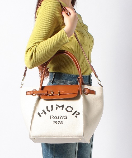 Via Demizon(ビアデミゾン)の「ロゴプリントの2WAYトートバッグ(トートバッグ・レディース・ベージュ/グレー/ブラック/キャメル・フリー)」の6枚目の写真