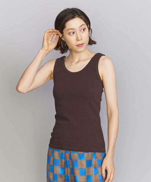 BEAUTY&YOUTH UNITED ARROWS(ビューティーアンドユースユナイテッドアローズ)の「BY コットンブレンド テレコ タンクトップ -ウォッシャブル-(タンクトップ・レディース・ホワイト/ブラック/グレー/イエロー/ダークブラウン・FREE)」の4枚目の写真